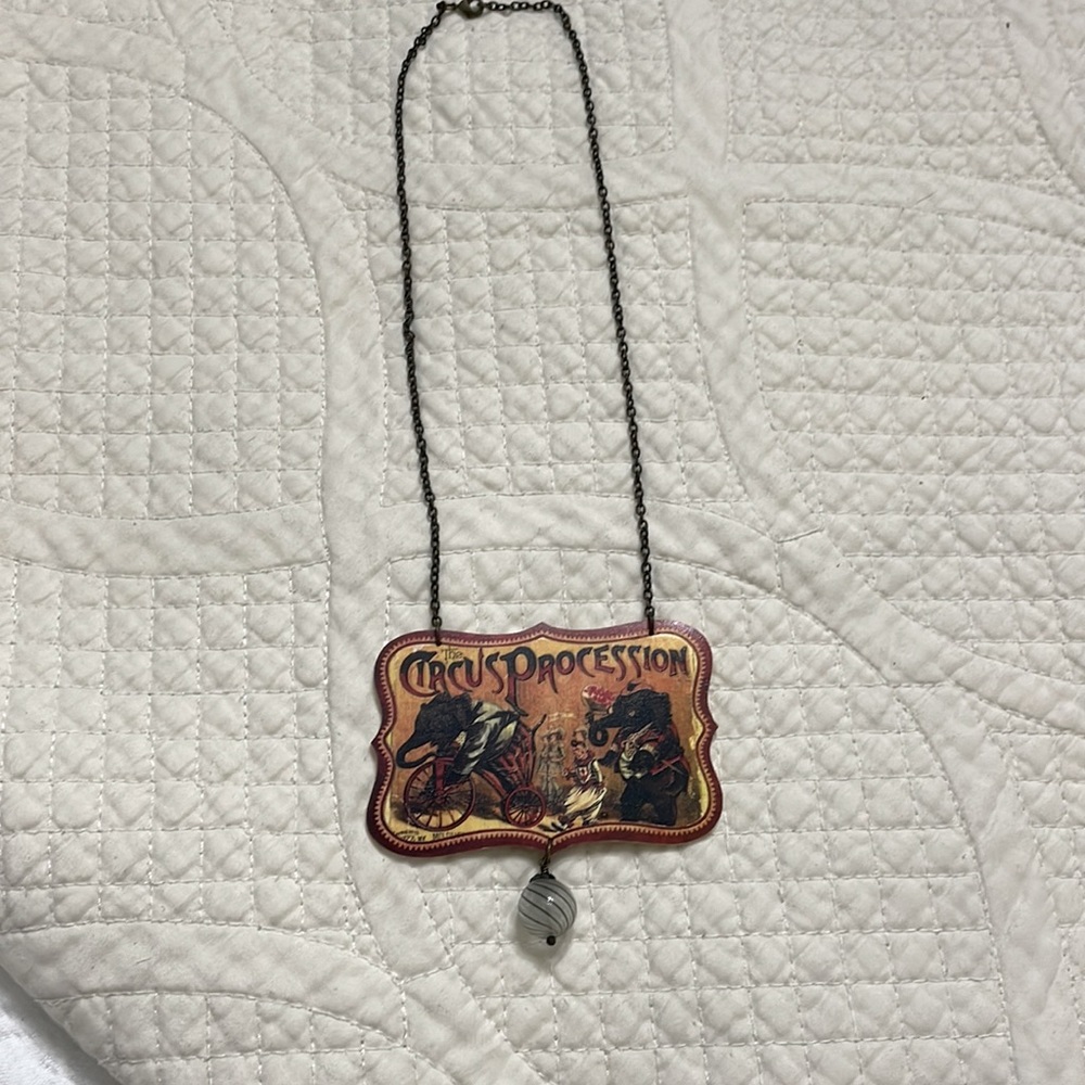 whimsical vintage retro circus procession necklace very unique piece